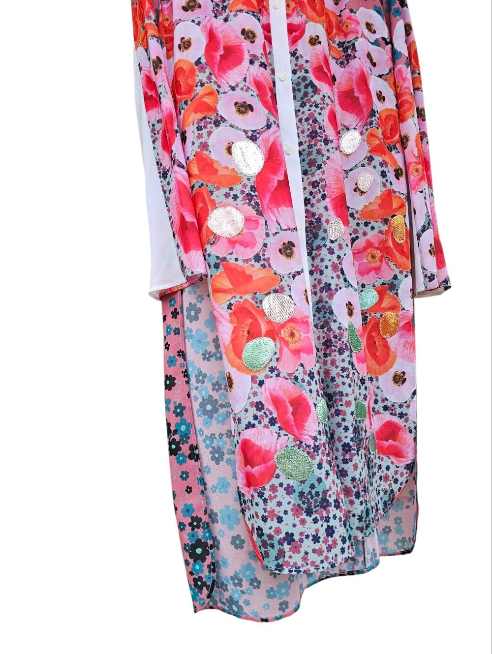 RARE Clover Canyon Pink Floral Colorful Longline Button-Front Robe Size M - Picture 7 of 13